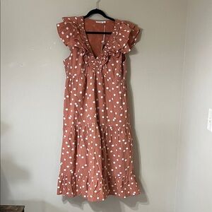 Roller Rabbit Rust Polka Dot Midi Dress